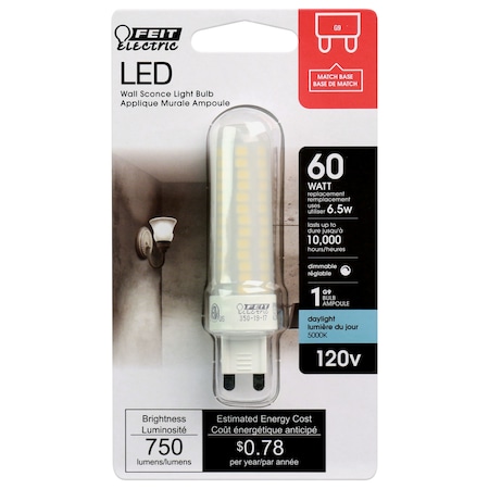 Feit Electric Feit T4 G9 LED Bulb Daylight 60 Watt Equivalence 1 pk BP60G9/850/LED